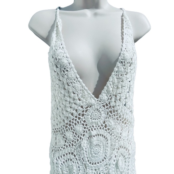 ✌🏻sold✌🏻FLOOK. Crochet Boho Cover Up Dress Size Medium Short Mini - Picture 8 of 15